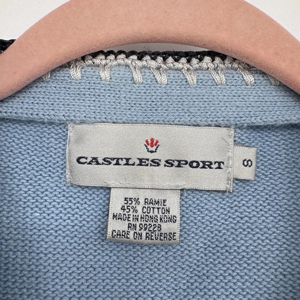 Castles Sport UNC Tar Heels Vintage Sweater Vest Small Blue Embroidered Gameday